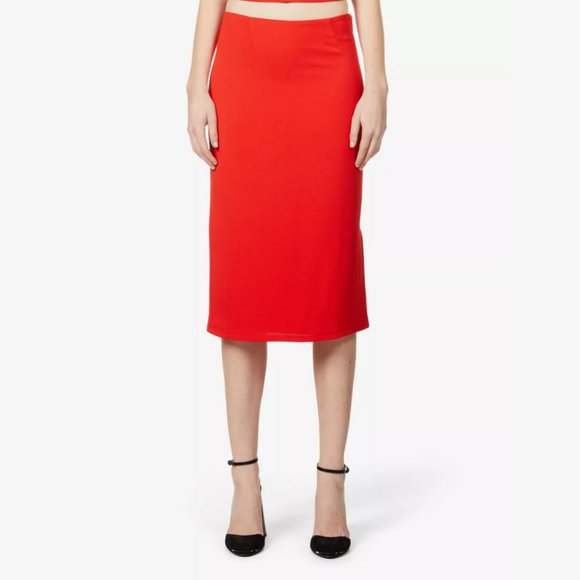 Miaou Moni Skirt in Red – XS | Low Waisted Midi Skirt with Back Slit - Picture 3 of 6